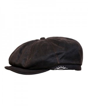 Conner Hats Men's Brent Weathered Newsboy Cap - Brown - CW12GEAFXYN