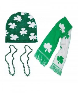 St Patrick Day Party Parade Accessories - Knit Scarf With Beanie Hat - CK17Y7HH7ZG