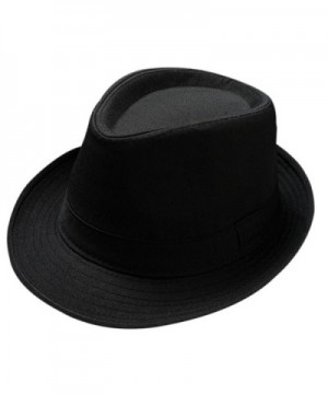 Freedi Men's Fedora Hat Classical Felt Jazz Cap Brim Costume Party Headwear - Black - CX187M2MH97