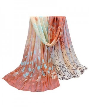 TOPUNDER Women Design Printed Silk Soft Silk Chiffon Shawl Wraps Scarf Scarves - Coffee - C112L2BWWW1