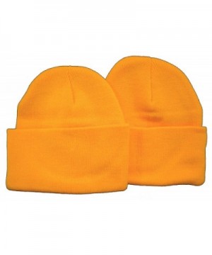 Holiday Deals! 2 Pack Knit Beanies / Yellow-Gold - C9110ZJ2K51