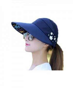 TTKBHHQ Womens Sun Hat Summer Beach Hat Foldable Wide Brim Reversible UPF 50+ - Navy - CG182MLLXWI
