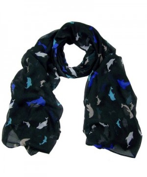 Dolphin Print Viscose Scarf CSJ-L-40 - Bk - CM12D8U940H