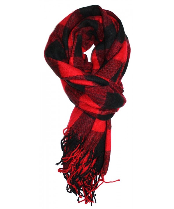 Ted and Jack - Jack's Classic Oversized Cashmere Feel Buffalo Check Wrap/Scarf - Black/Red - C4187U8CMR5
