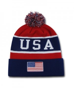 W REPUBLIC APPAREL USA Flag Team Beanies American Winter Olympics Patriotic Pom - CJ180RK5W3A