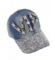 Desheng Women's Studded Rhinestone Bling VIP Cowboy Baseball Cap Hat - Light Blue - CK12BT6XLJR