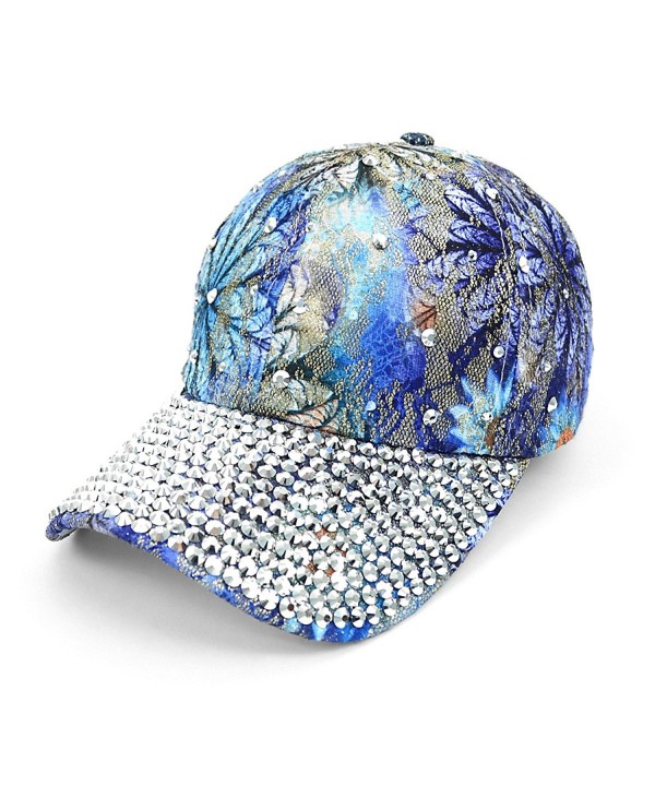 Bling Studs Blue Flower Baseball Cap - CA17XMOZ65X