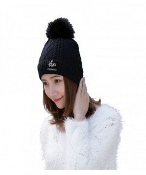 Buytop Winter Beanie Hat Scarf Set Warm Knit Hat Thick Fleece Lined Knit Skul Cap For Men Women - Black-pp - CW187QXN947