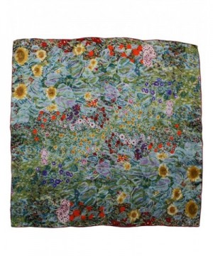 Dahlia Women's 100% Luxury Silk Scarf - Gustav Klimt's Famous Painting - Farm Garden With Sunflowers - C21108ELTLT