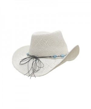 White Straw Cowboy Beaded Shapeable in Women's Cowboy Hats