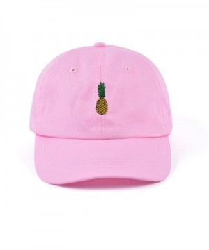 AUNG CROWN Pineapple Embroidered Dad Hat Cotton Women Men Cute Adjustable Baseball Cap - Medium Pink - CZ180RGUMIT
