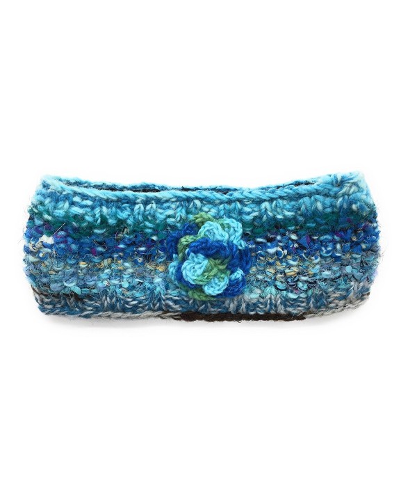Hand Knit Winter Ear Warmer Headband Warm Wool Fleece Lined - Teal - CG188738A6I