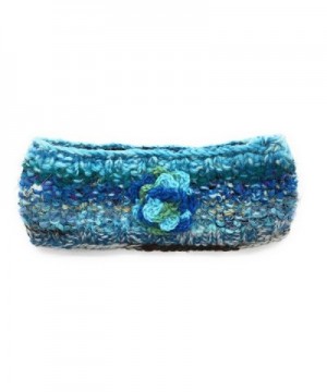 Hand Knit Winter Ear Warmer Headband Warm Wool Fleece Lined - Teal - CG188738A6I