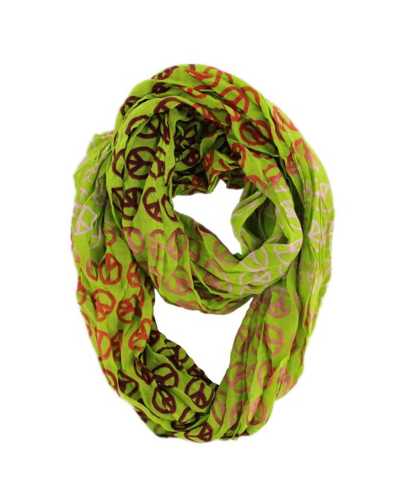 Women's Fashion Peace Design Print Infinity Loop Scarf - Green - CG12MXR4QWQ