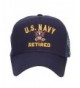 E4hats US Navy Retired Military Embroidered Mesh Cap - Navy - CA124YM9R8H