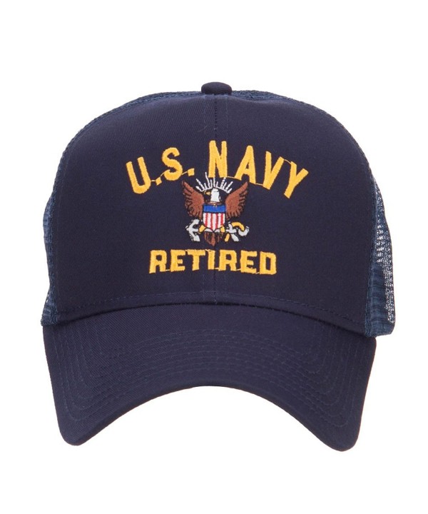 E4hats US Navy Retired Military Embroidered Mesh Cap - Navy - CA124YM9R8H