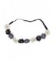 Lux Accessories Multi Color Chiffon Rhinestone Flower Crown Floral Headband Headwrap - Black Ivory Grey - CM12N4SM5TB