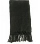 Alpakaandmore Unisex Alpaca Wool Fringed Scarf 63x4.72 - Black - CJ125HEARXT