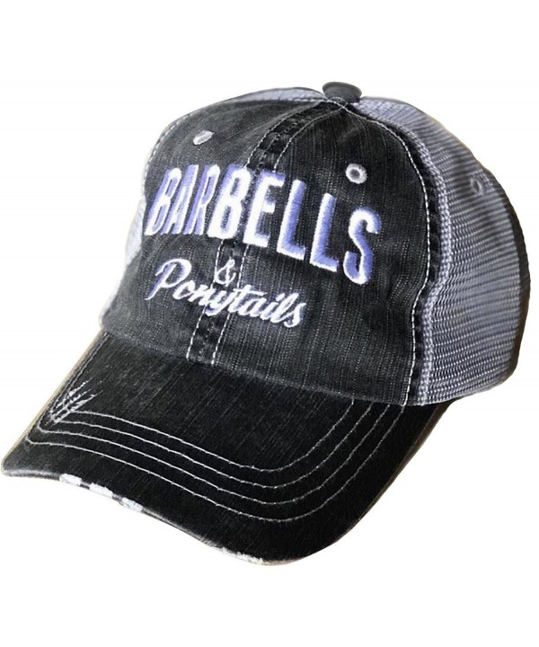 Barbells & Ponytails Vintage Distressed Baseball Hat - C0182XRNLUX