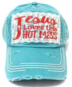 TURQUOISE Jesus Loves Embroidery Vintage