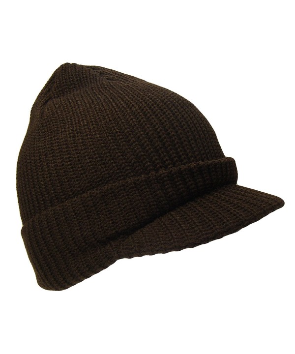 THS Knit Jeep Watch Cap Visor Beanie Ski Cap (One Size- Brown) - C5129TT5UO5