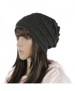 HindaWi Winter Reversible Beanie Infinity Scarf Slouchy Hat Knit Ski Skull Cap For Women Men - Black - CB187Q8U644