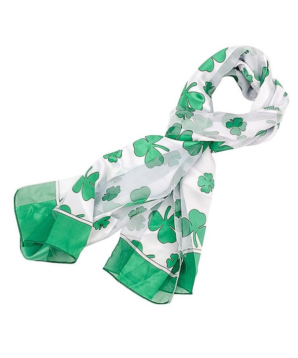 Shamrock Scarf with Green Edge for St Patrick's Day in White - CA11CTF4H2D