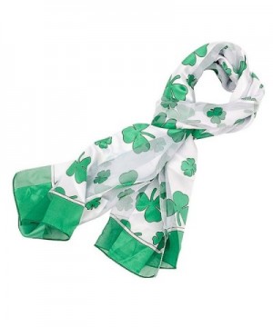 Shamrock Scarf with Green Edge for St Patrick's Day in White - CA11CTF4H2D