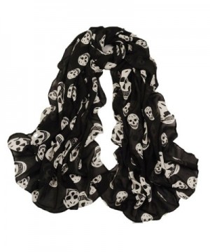 PUXIAN Designer Lightweight Skull Neck Fashion Scarves for Women Clearance - Black - C712NA2F2X9