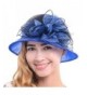 Wimdream Women's Church Wedding Cloche Bucke Hat Organza Floral Bridal Derby Hat S606 - Royal Blue - CA17YD4U834