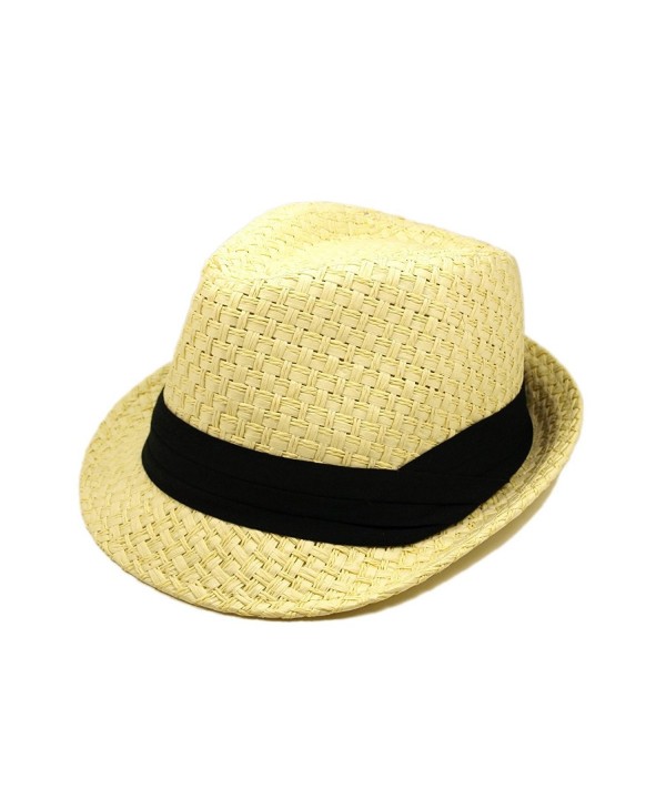 Premium Classic Natural Fedora Straw Hat with Black Band - CZ1107LKDID