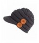 Brim Hat Beanie Hat - Binmer(TM) Women Ladies Winter Button Knitting Berets Turban Brim Hat Pile Cap - Gray - C11889WOA2U