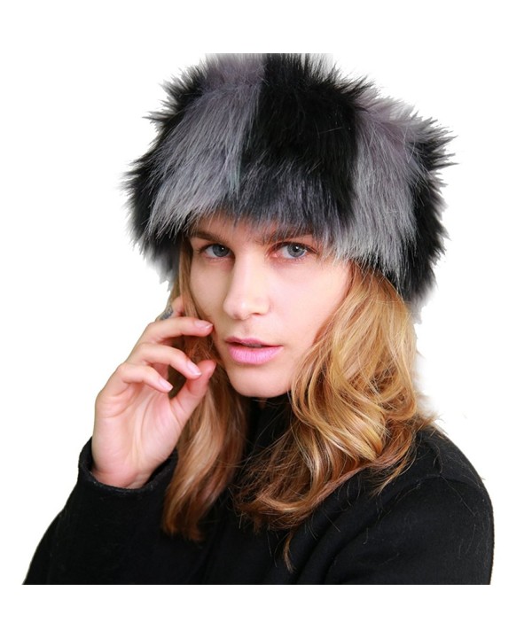 MissShorthair Faux Fur Headband-Neck Warmer for Winter Earwarmer Earmuff Hat Ski - Black and Grey - C2186AMO298