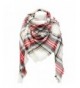 SUNDAYROSE Plaid Blanket Scarves Oversized Winter Warm Sqaure Tartan Shawl Wrap - White Red Grey - CF186OEXAXY