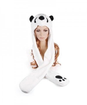 TopTie Faux Fur Cute Animal Ears Hat- Mittens Scarf Hood - Panda Hat - Panda - CO11PI1F64X