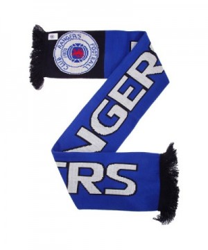 Rangers FC Official Nero Knitted Football Crest Supporters Scarf - Blue/Black/White - C112307FCZT