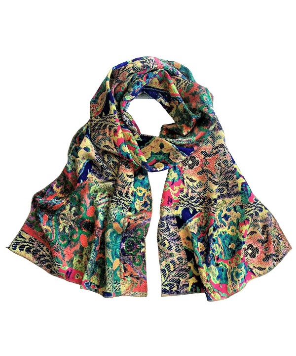 TC Luxury Chiffon Silk Blend Scarves in Solid Color and Beautiful prints - Multi Heaven - CA18286S54M