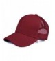 Hatsandscarf C.C Ponytail Caps Messy Buns Trucker Plain Baseball Cap (BT-4) - Burgundy - CB1802MY9AQ