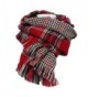 Women's Colorful Plaid Tartan Blanket Scarf Large Winter Shawl Wrap with Fringe - Red - CU12612M3H5