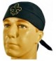 Fleur De Lis Bandana Skull Cap Made in America Headwrap Black and Gold - C317Z4MOCS9
