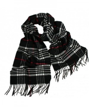 6 Colors Womens Warm Check Cashmere Scarf Fringe Trim Shawl - Black - CS126TY9EOP