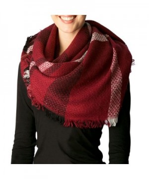 Apparelism Women's Winter Oversized Plaid Square Large Blanket Scarf Wrap Shawl. - A.burgundy - CV186GNR65Y