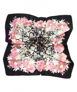 TONY & CANDICE Women's Graphic Print 100% Silk- Silk Scarf Square - 33X33 Inches - New White Pink Flowers - CZ185D65AYO