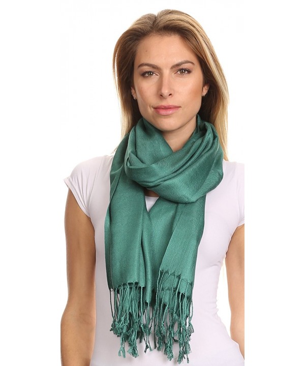 Sakkas Silky Solid Soft Pashmina Shawl Wrap Stole - Teal - CY113PH2SKR