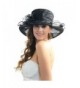 IL Caldo Women's Fascinator Flowers Wide Brim Gauze Hat Headdress Kentucky Derby Church Dress Sun Hat - Black - CJ12C5BHR5J