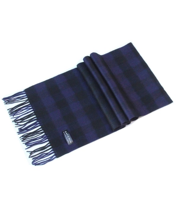 Saferin Women Men Cashmere and Wool Plaid Warm Soft Scarf with Gift Box - Hyx-purple Black Plaid - CN186NA8X3W