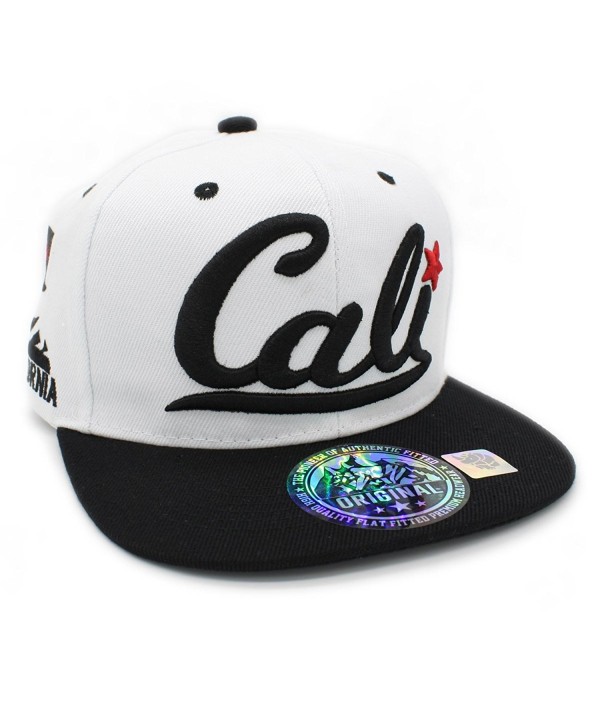 LAFSQ Embroidered Cali With California Map Snapback Cap - White/Black - CT187N5DNNL