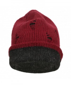 Ypser Slouch Beanie Knitting Reversible - Wine Red/Black - CU184WE37YX