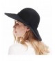 Bienvenu Women's Wide Brim Wool Ribbon Band Floppy Hat - Black - C911N7Q029P