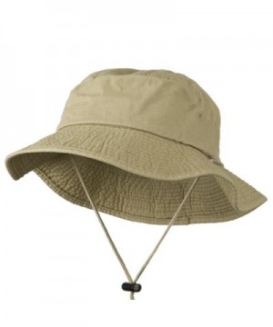 Big Size Washed Bucket Hat with Chin Cord - Khaki (For Big Head) - CP11HPANZTH